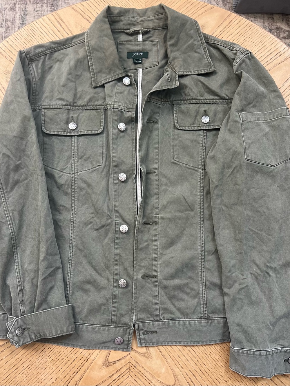 J. Crew Olive Green Cotton Shirt Jacket - Picture 2 of 6